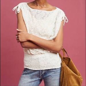 Anthropologie Deletta Lace Cinched Top